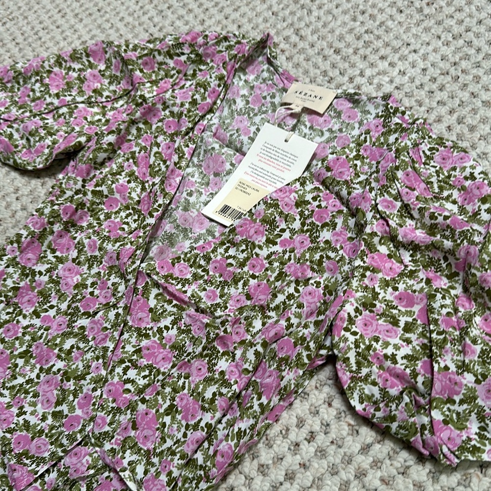 NWT Sezane Laura Midi Wrap Dress - Peonies - 34 FR / 2 US